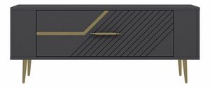 TV stolek/skříňka Retrotopic (antracit + zlatá)