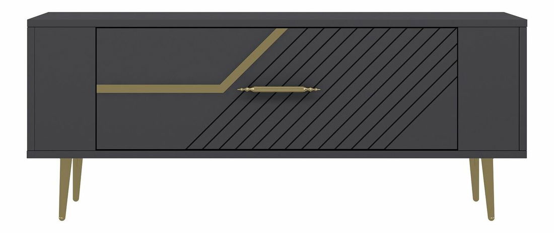 TV stolek/skříňka Retrotopic (antracit + zlatá)