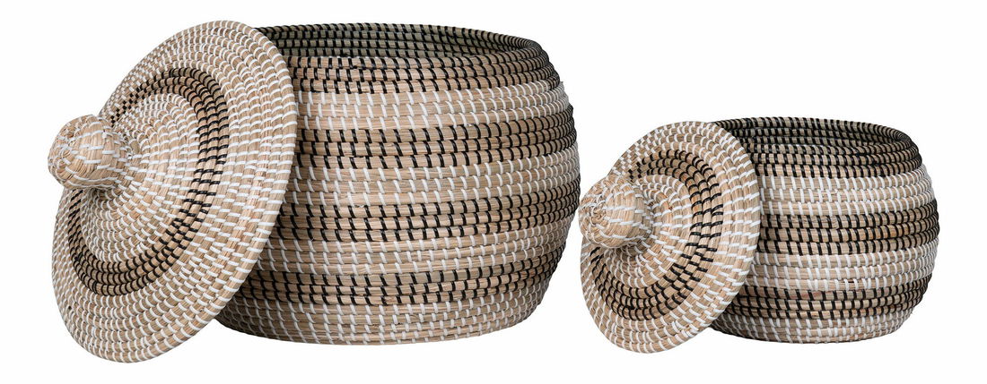 Set 2 ks košíků Ilaria (přírodní + černá)