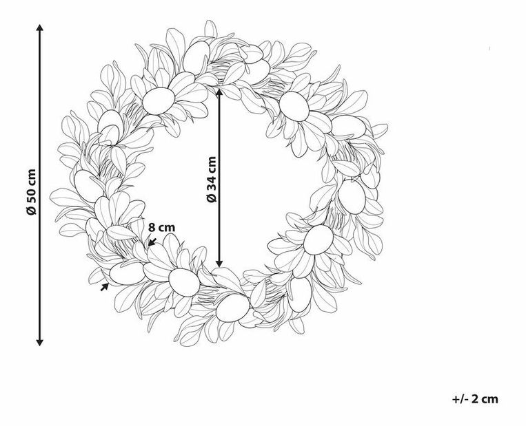 Věnec na dveře ø 50 cm Lajza (vícebarevná)