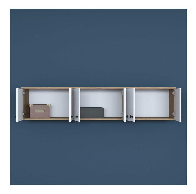 Závěsná skříňka Eladona 3 (ořech + bílá + černá)