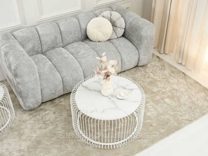 Konferenční stolek Niquel (mramor + bílá)