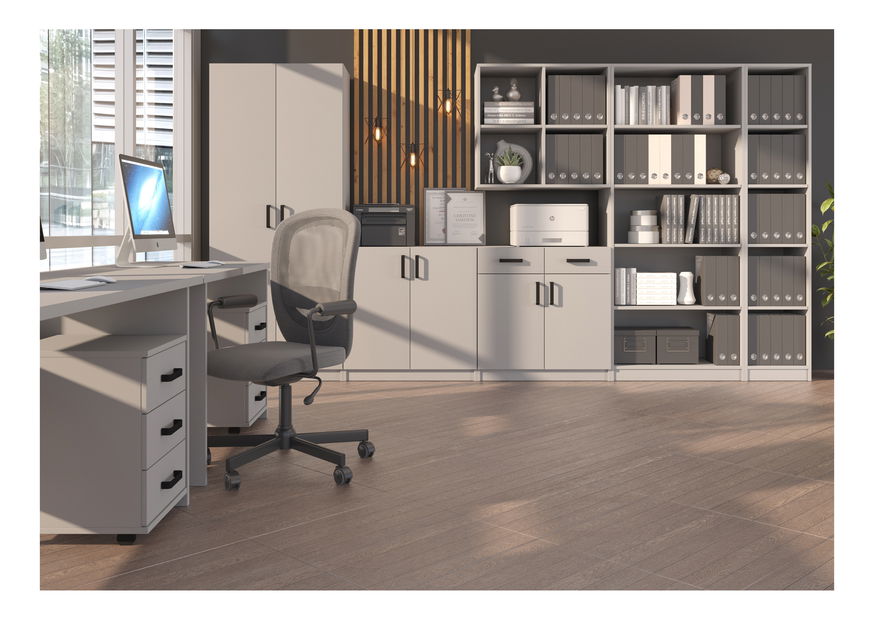 Dolní skříňka Mantela 2F1S (světle šedá + černá)