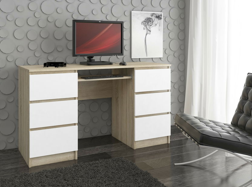 PC stolek Behati (dub sonoma + bílá)