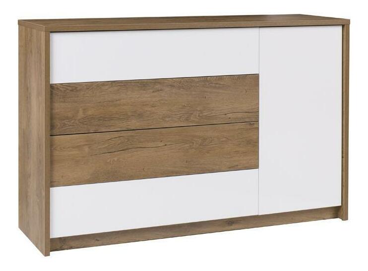 Komoda Lataressa 1 (dub burgundský + lesk bílý)