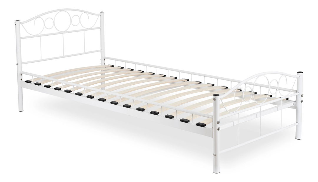 Kovová postel 90 cm Granjeros (bílá) (s roštem)