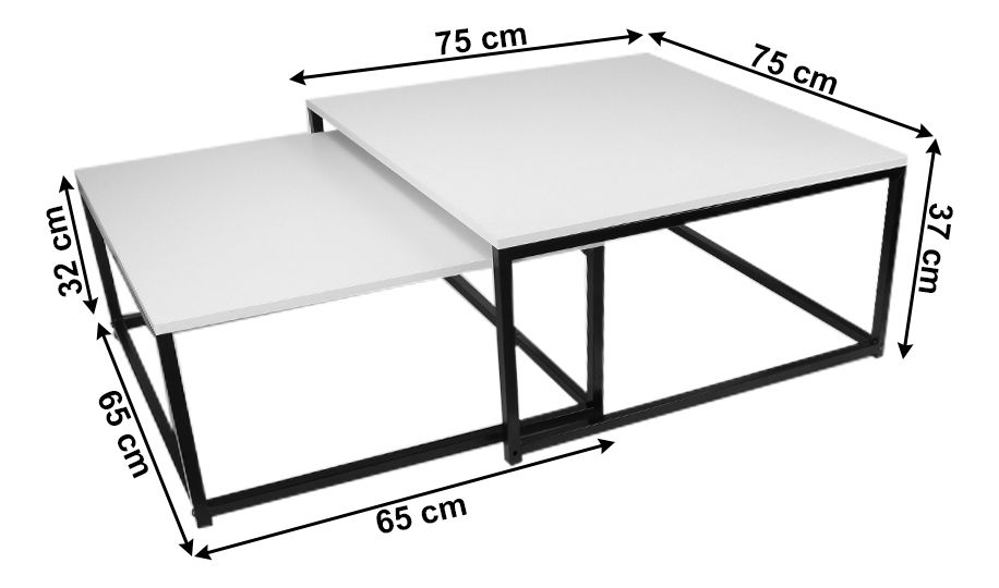 Set 2 konferenčních stolků Kastty typ 2 (bílá + černá)