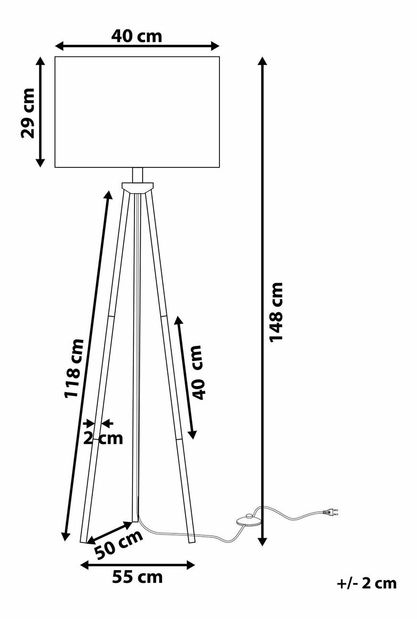 Stojací lampa VISTA (látka) (bílá)
