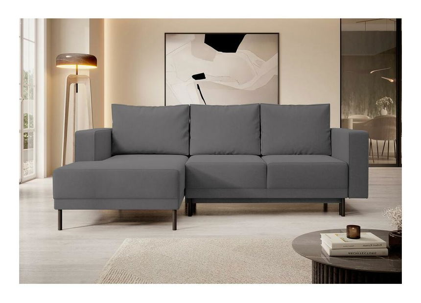 Rohová sedací souprava Rodriguez mini (L) (šedočerná světlejší + černá)