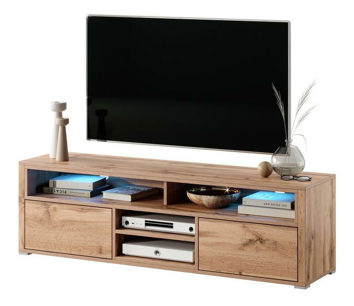 TV skříňka/stolek Lokky (s osvětlením) (dub wotan)