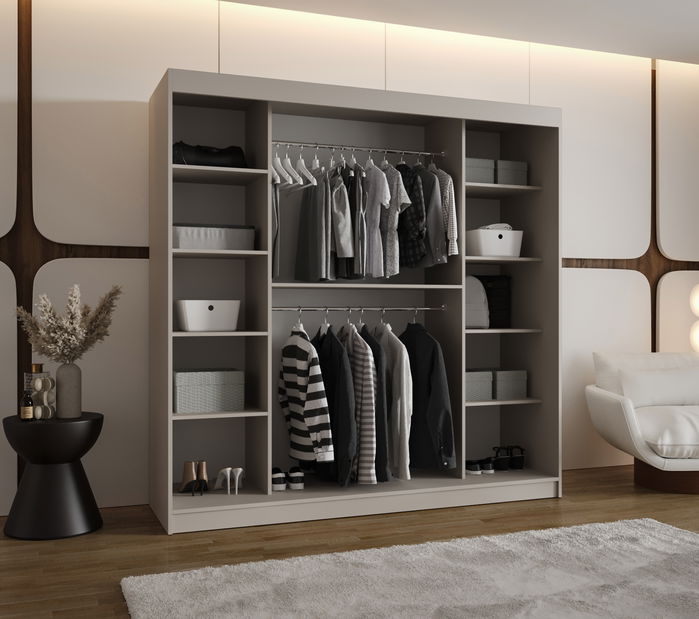 Šatní skříň 200 cm Boomer 2 (kašmír) (s osvětlením)