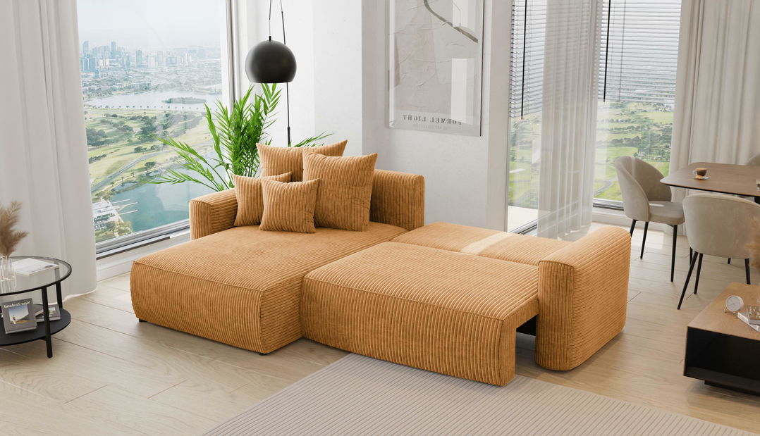 Rohová sedačka Baria (L) (hořčičná)