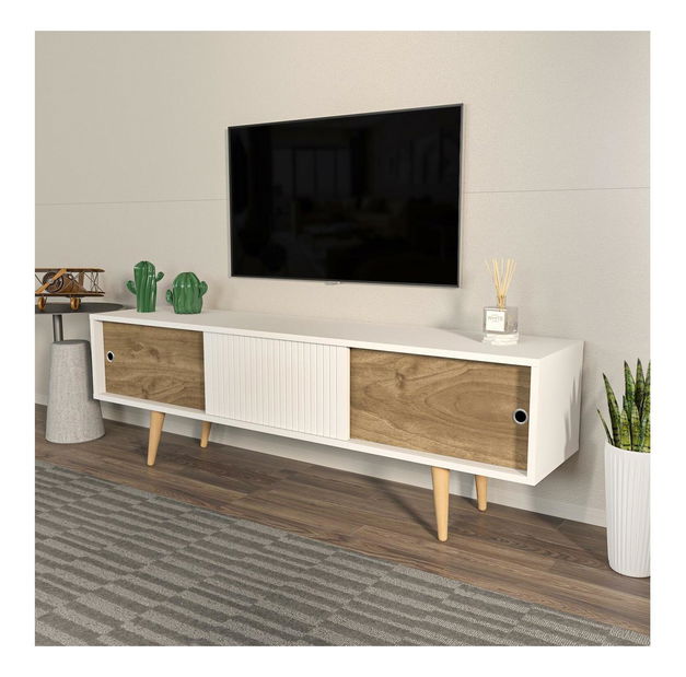 TV skříňka Ecranissa (bílá + ořech)