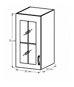 Horní kuchyňská skříňka se sklem G30S Provense (bílá + sosna andersen) (L)