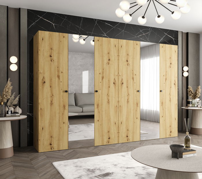 Šatní skříň 300 cm Parna 2 (dub artisan + černá)