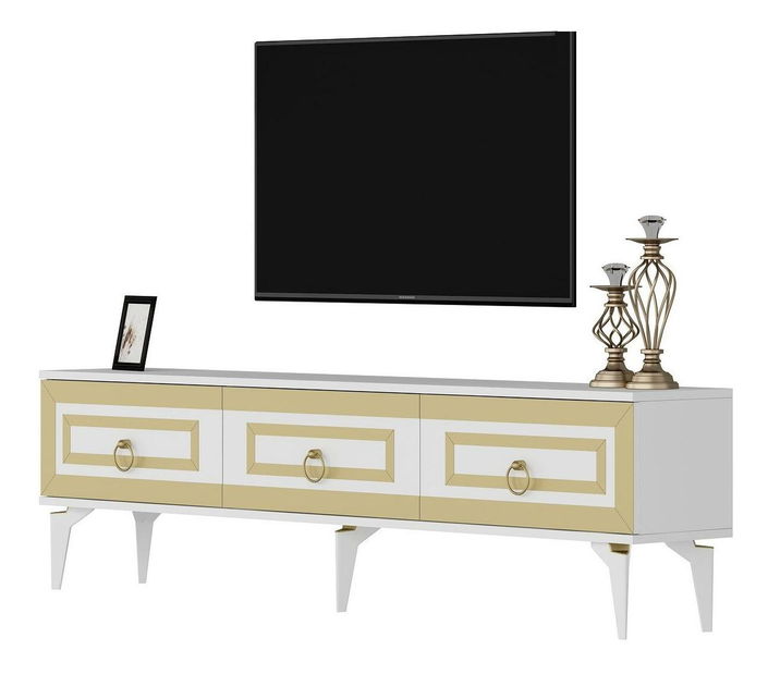 TV stolek/skříňka Pemava 2 (bílá + zlatá)