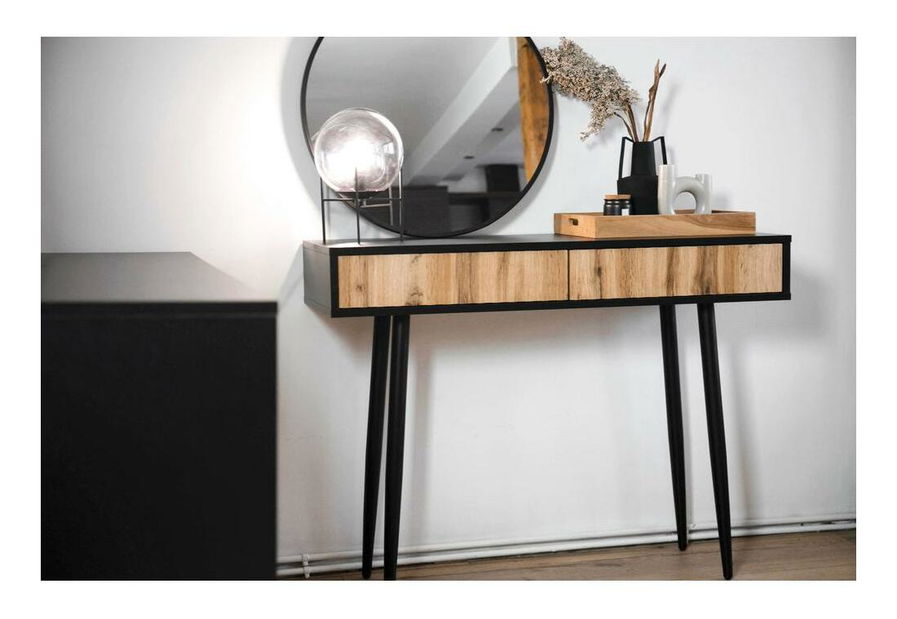 Toaletní stolek Biel B4 (černá + dub wotan)