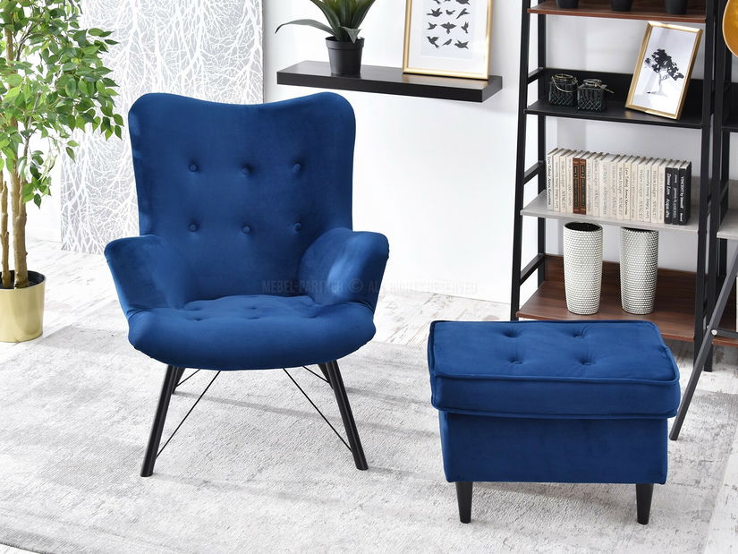 Relaxační křeslo Dawntawn (tmavě modrá + černá)