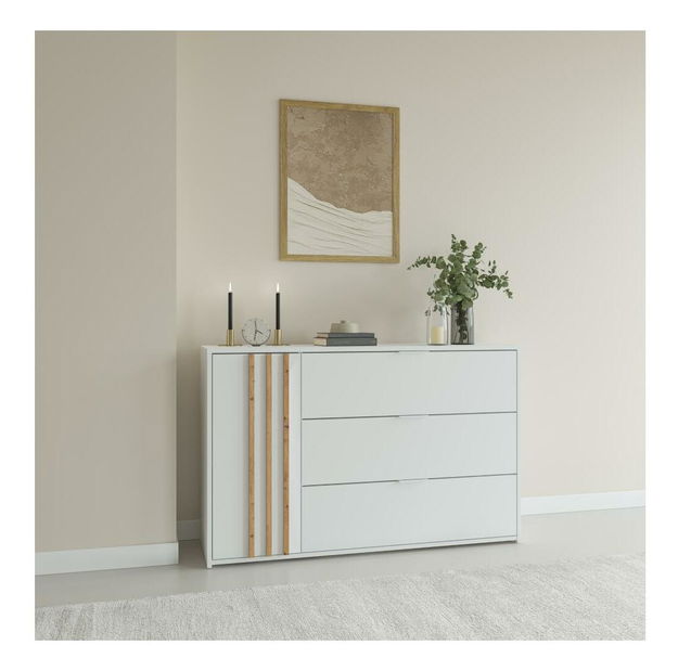 Komoda Frens (bílá + dub artisan)