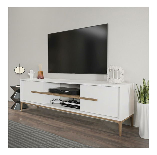 TV skříňka Eslametta (bílá + ořech)