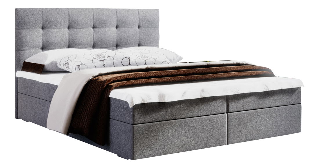 Manželská postel Boxspring 160 cm Fade 2 (šedá) (s matrací a úložným prostorem)
