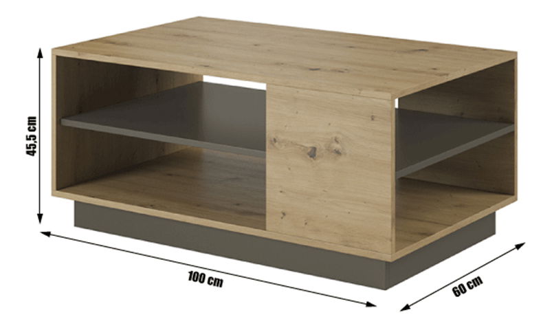 Konferenční stolek Cethos (dub artisan + grafit)