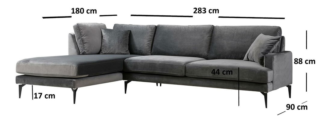 Rohová sedačka Papirolla (L) (antracit + černá)