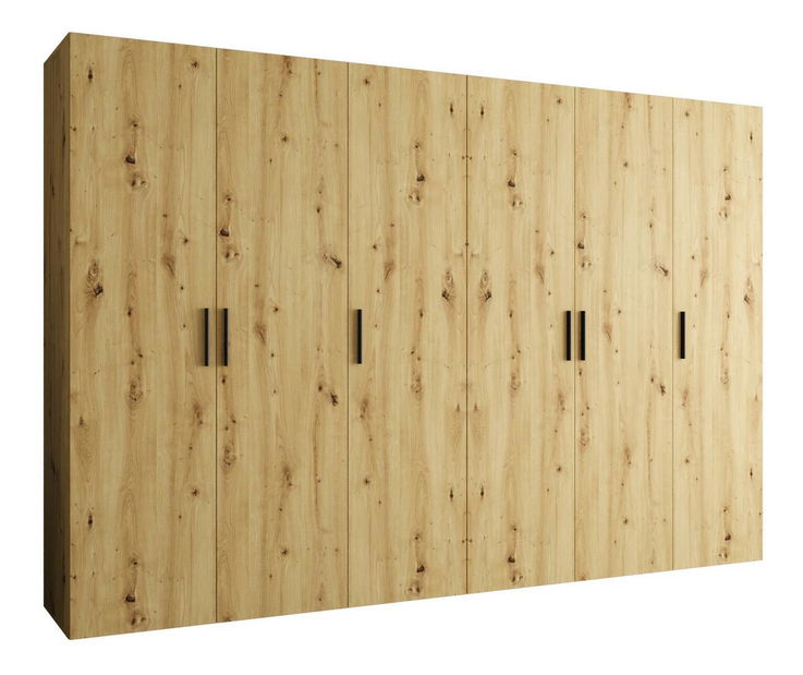 Šatní skříň 300 cm Borry 1 (dub artisan + černá)