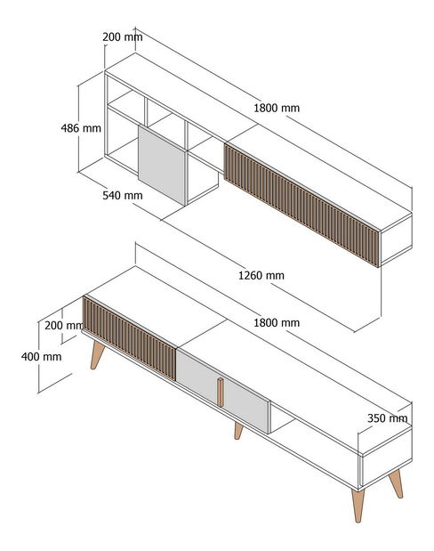 Obývací stěna Millano (Ořech + Krémová)