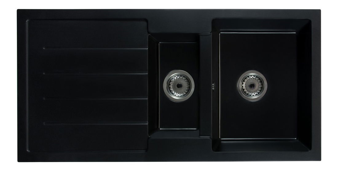 Kuchyňský dřez Yuxur (černá) (se 3 otvory pro baterii) (L)