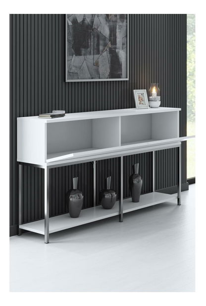 Konzolový stolek Vibubi 1 (bílá + stříbrná)