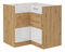 Rohová dolní kuchyňská skříňka Arryn 90 x 90 DN 2F BB (dub artisan + lesk bílý)