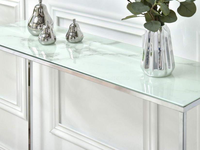 Konzolový stolek Bella Kons (bílá + chromová)