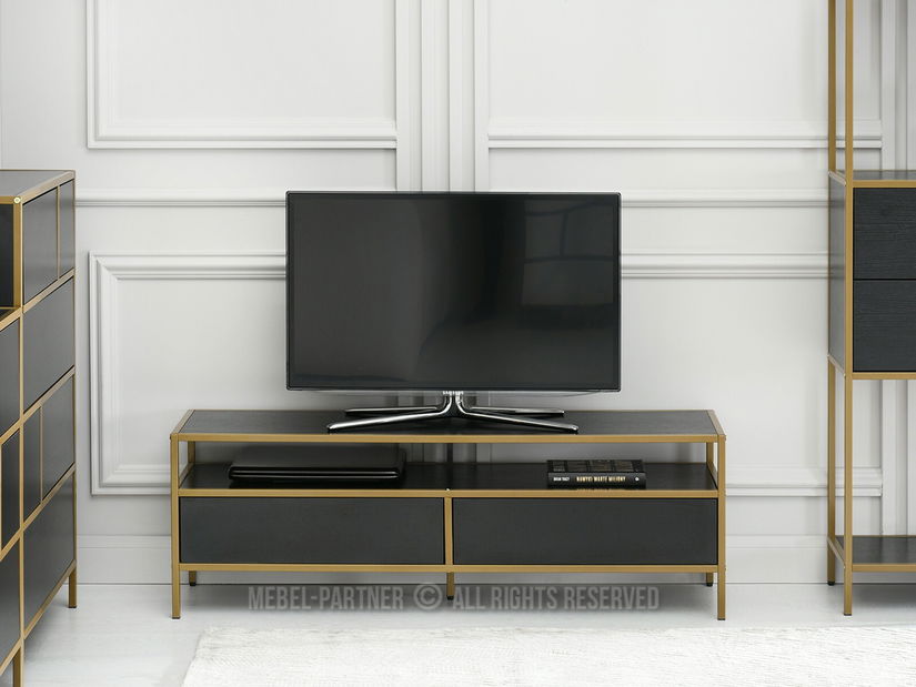 TV stolek/skříňka Soren Rtv (černé dřevo + zlatá)