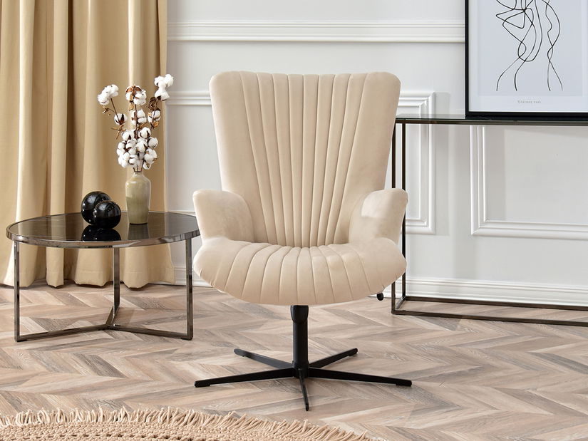 Relaxační křeslo Elesenta (béžová + černá)