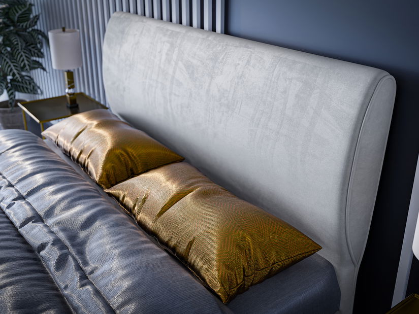 Jednolůžková boxspring postel 120 cm Simoon (světle šedá) (s matrací a úl. prostorem)