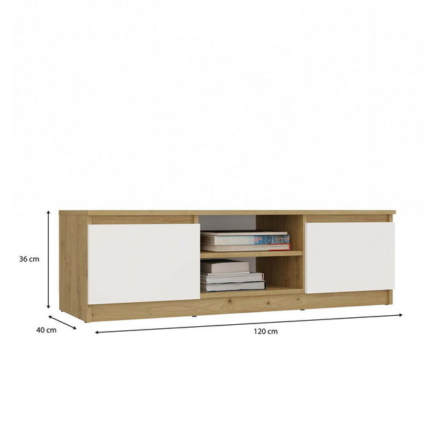TV skříňka Musecalo 120 (dub artisan + bílá)