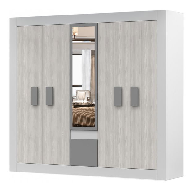 Šatní skříň Hyllo (bílá + kathult + grafit + zrcadlo) *výprodej