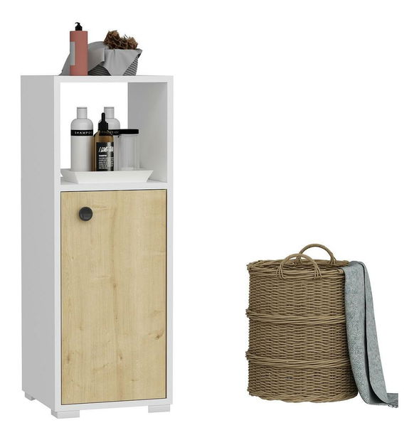 Koupelnová skříňka Satadu 1 (bílá + dub safírový)