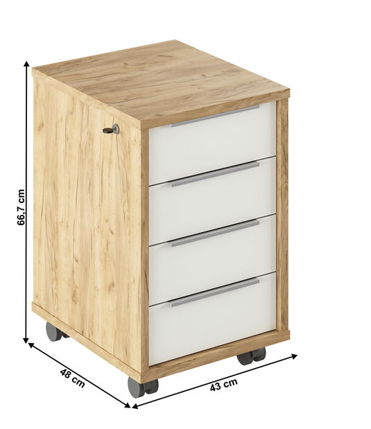 Skříňka na kolečkách Rumia 30 (dub artisan + bílá)