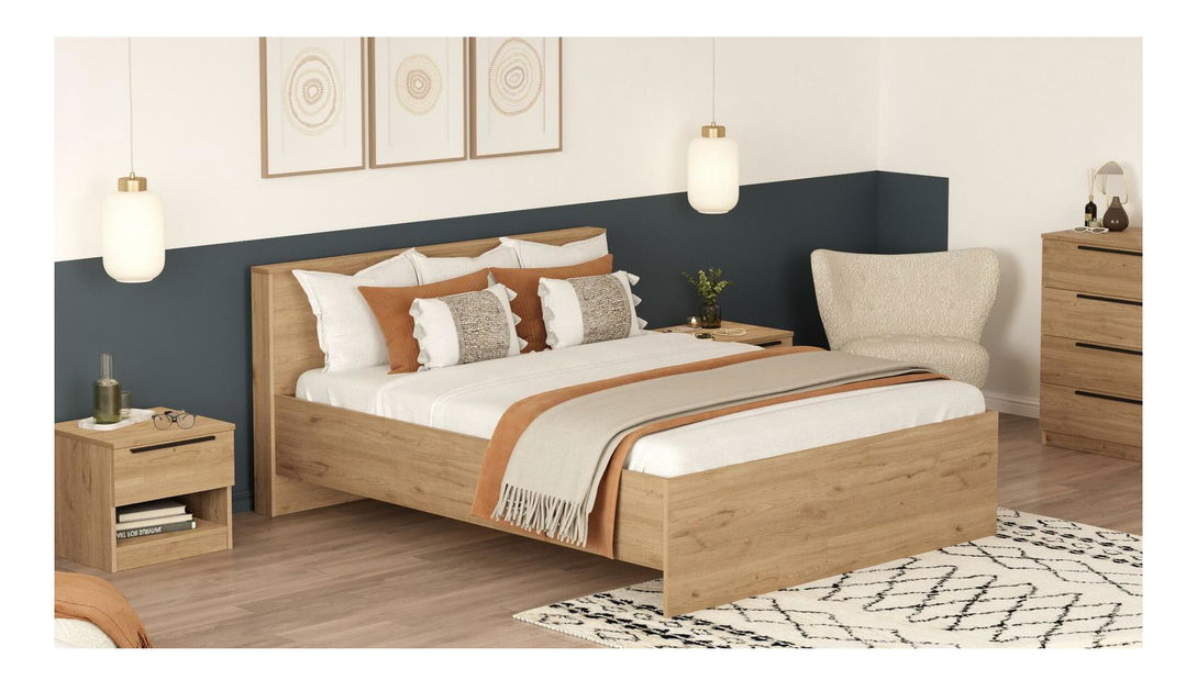 Manželská postel 200 cm Lomboretta 2 (bez roštu) (ořech)