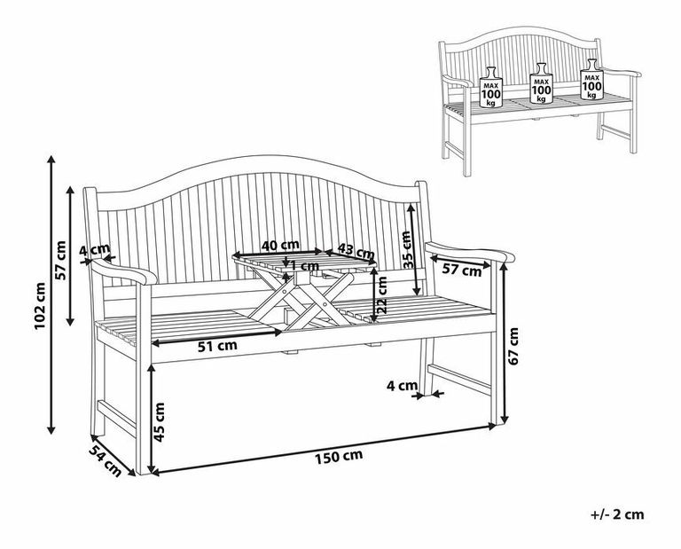 Zahradní lavička Halo (světlé dřevo)