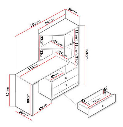 Toaletní stolek Seraphina WK11 (dub artisan + bílá + šedá)