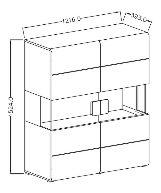 Vitrína Tamie Typ 42 (bílá + lesk bílý)