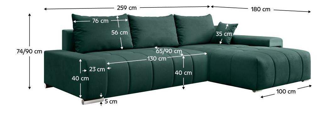 Rohová sedací souprava Vesuv (smaragdová)