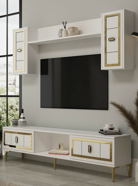 Obývací stěna Orino (bílá + dub safírový)