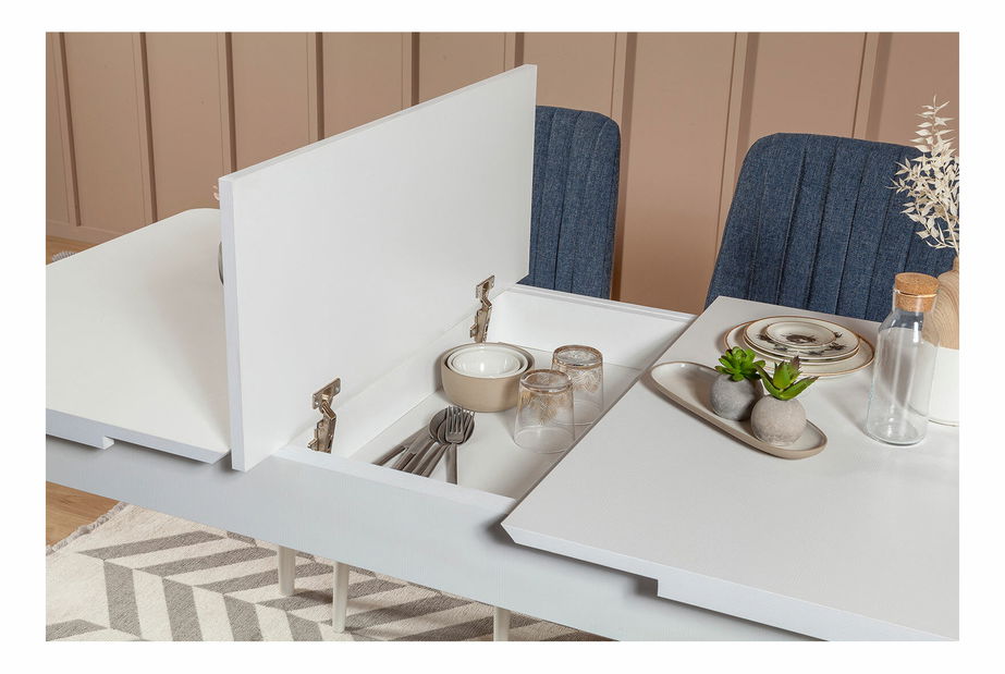 Jídelní set Vlasta 1 (bílá + tmavě modrá) (pro 4 osoby)
