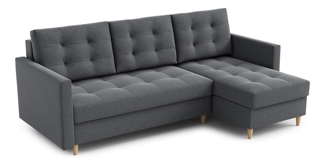 Rohová sedací souprava Divas (P) (tmavě šedá)