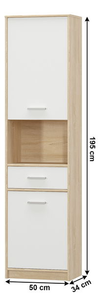 Policová skříň Thornham 2D1S (bílá)