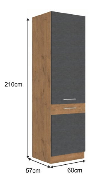 Potravinová kuchyňská skříňka 60 DK-210 2F Velaga (šedá matná + dub lancelot)